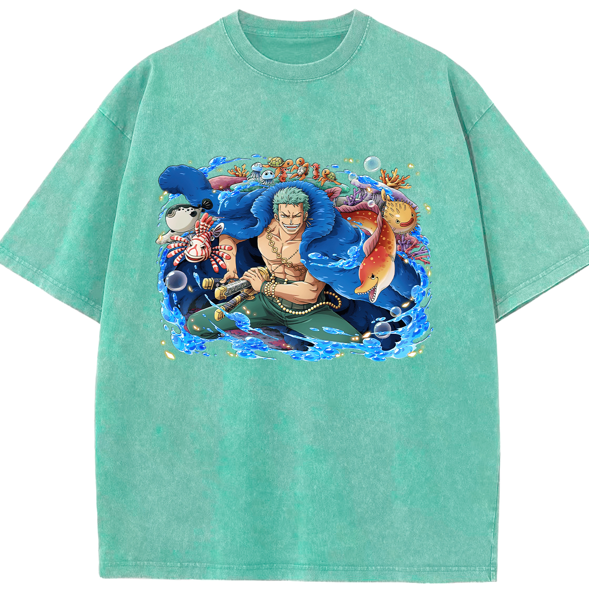ワンピース ロロノア・ゾロ ONE PIECE Roronoa Zoro 綿100% ヴィンテージ風 半袖Tシャツ（フロントプリント）